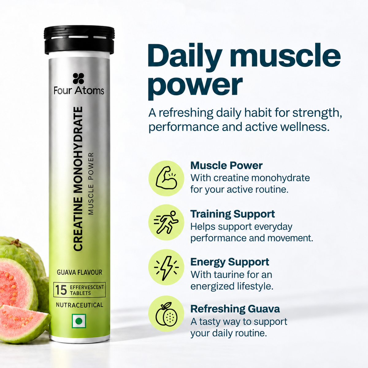 Creatine Monohydrate Guava Effervescent 15 Tablets